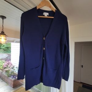 Soft Surroundings Button Up Ribbed Dark Blue Cardigan Women's Size 1X